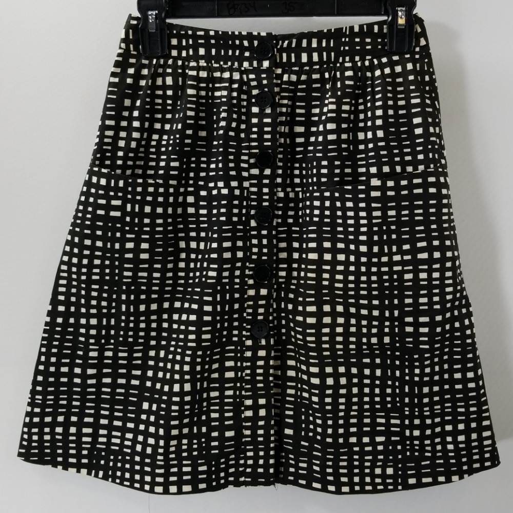 Theory Black/White Printed A-line Skirt Size 00